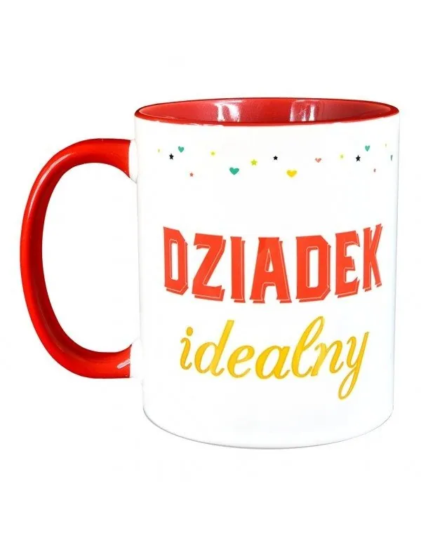 Kubek z czerwonym uszkiem i wnętrzem - Dziadek Idealny