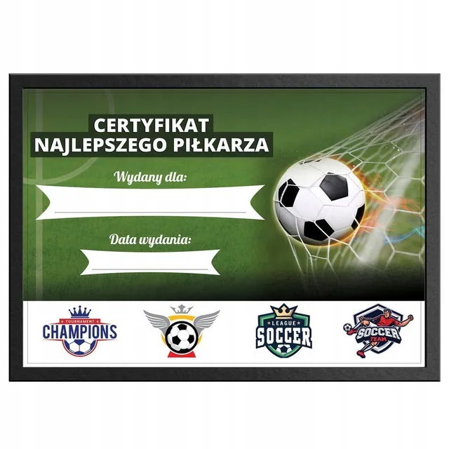 Certyfikat - Najlepszy piłkarz - ramka czarna