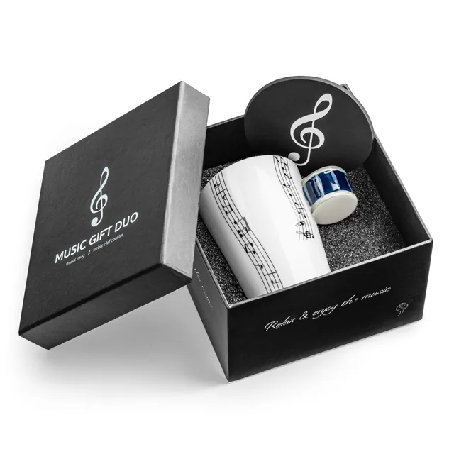 Zestaw muzyka duo - Kubek PERKUSJA - niebieska + podkładka